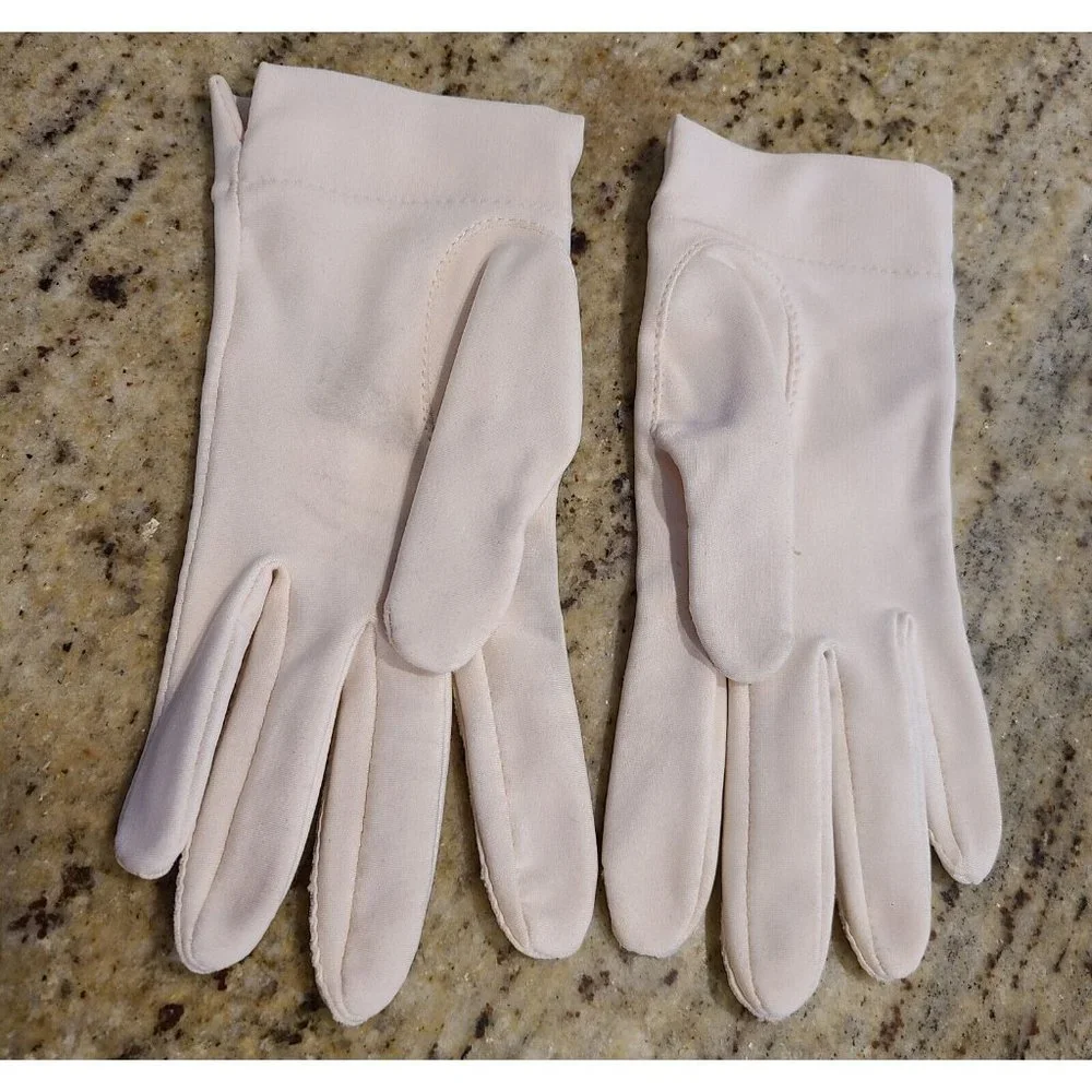 Vintage Size XL Isotoner Pink Stretch Formal Gloves. Nylon Spandex 7.5